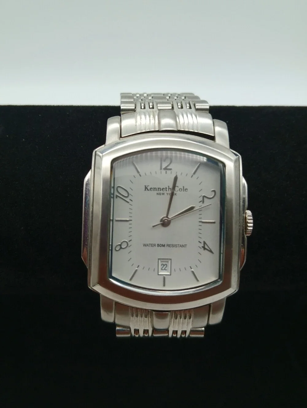 Kenneth Cole Silver-Tone Rectangular Men's Watch with Silver Dial 3281